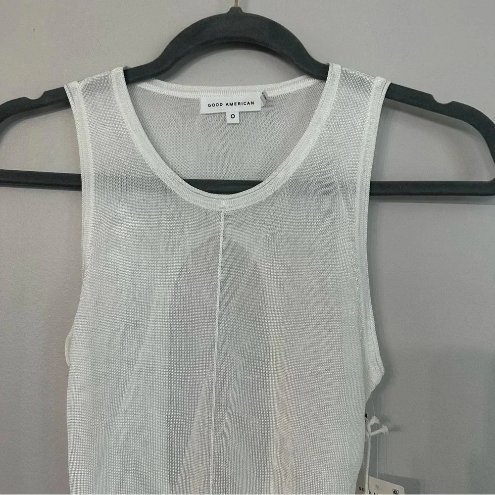 Good American Extreme Sheer Thong Bodysuit in White Sz 0 XS NWT
